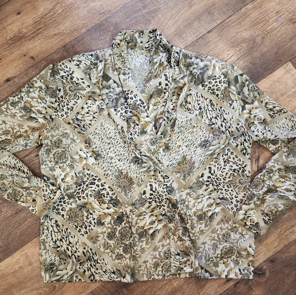 Vintage Silky Fashion Star Blouse